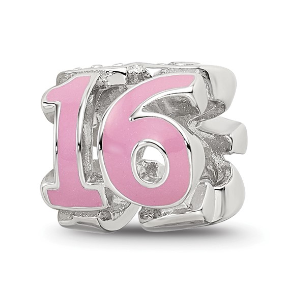 Sterling Silver Reflections Pink Enameled Crystal 16 Bead