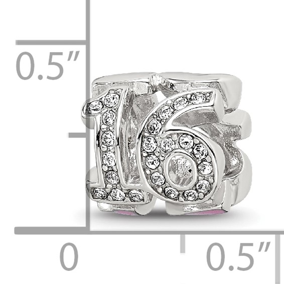 Sterling Silver Reflections Pink Enameled Crystal 16 Bead