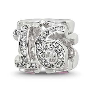 Sterling Silver Reflections Pink Enameled Crystal 16 Bead