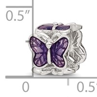 Sterling Silver Reflections Rh-plated Purple Enameled Butterfly Bead view 3