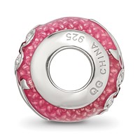 Sterling Silver Reflections Pink Enamel with Crystals Flower Bead view 2