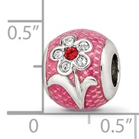 Sterling Silver Reflections Pink Enamel with Crystals Flower Bead view 4