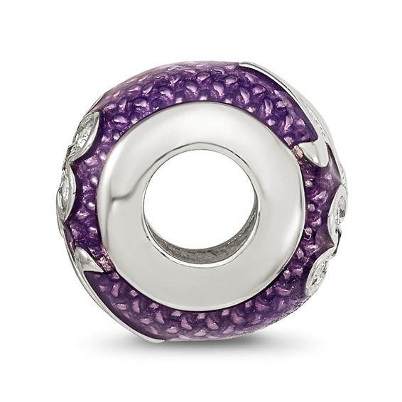 Sterling Silver Reflections Purple Enam with crystals Flower Bead