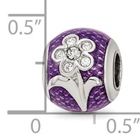 Sterling Silver Reflections Purple Enam with Crystals Flower Bead view 3