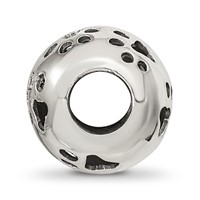 Sterling Silver Reflections Cutout Paw Prints Bead view 2