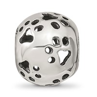 Sterling Silver Reflections Cutout Paw Prints Bead view 4