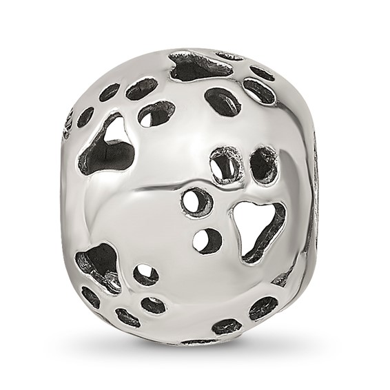 Sterling Silver Reflections Cutout Paw Prints Bead