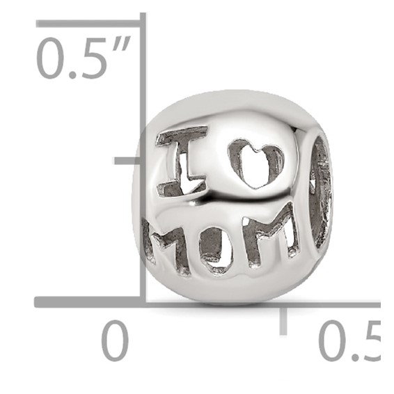 Sterling Silver Reflections Cutout I Heart Mom Bead