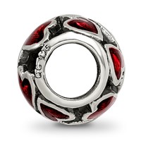 Sterling Silver Reflections Red Enamel Filigree Heart Bead view 2