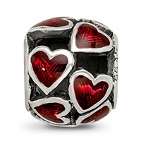 Sterling Silver Reflections Red Enamel Filigree Heart Bead view 3