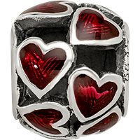 Sterling Silver Reflections Red Enamel Filigree Heart Bead view 4