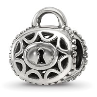 Sterling Silver Reflections Filigree Padlock Bead view 1