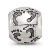 Sterling Silver Reflections Dad Mom & Baby Footprints Bead view 3