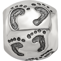 Sterling Silver Reflections Dad Mom & Baby Footprints Bead view 4