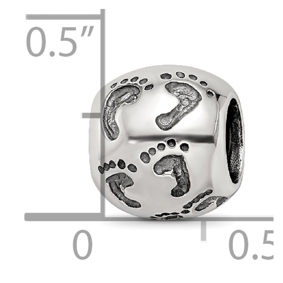 Sterling Silver Reflections Dad Mom & Baby Footprints Bead
