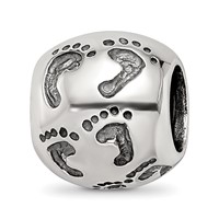 Sterling Silver Reflections Dad Mom & Baby Footprints Bead view 1