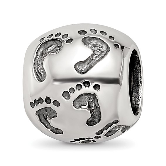 Sterling Silver Reflections Dad Mom & Baby Footprints Bead