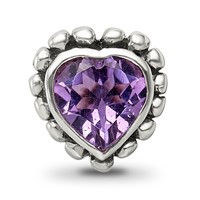 Sterling Silver Reflections Amethyst Heart Bead view 3