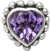 Sterling Silver Reflections Amethyst Heart Bead view 4