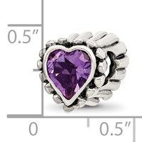 Sterling Silver Reflections Amethyst Heart Bead view 5