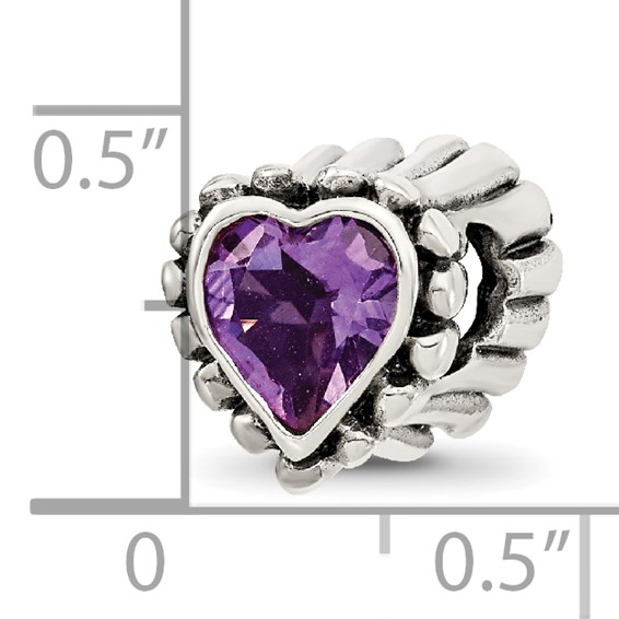 Sterling Silver Reflections Amethyst Heart Bead