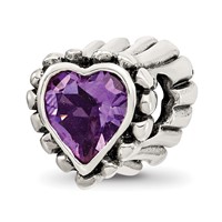Sterling Silver Reflections Amethyst Heart Bead view 1