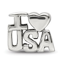 Sterling Silver Reflections I Heart Usa Bead view 3