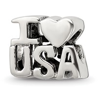 Sterling Silver Reflections I Heart Usa Bead view 1