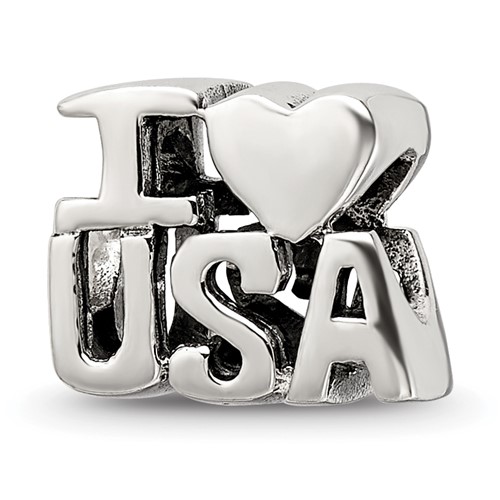Sterling Silver Reflections I Heart Usa Bead