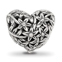 Sterling Silver Reflections Filigree Flower Heart Bead view 3