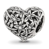 Sterling Silver Reflections Filigree Flower Heart Bead view 1