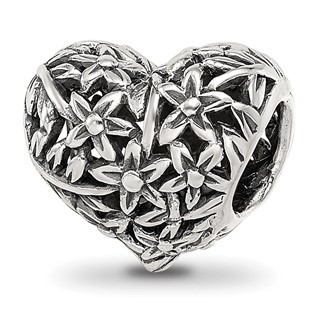 Sterling Silver Reflections Filigree Flower Heart Bead