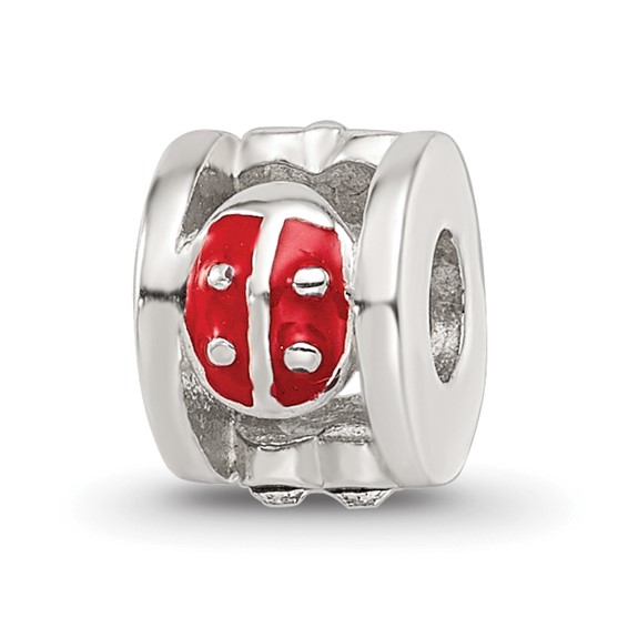 Sterling Silver Reflections Enamel Preciosa Crystal Ladybug Kids Bead