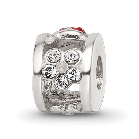 Sterling Silver Reflections Enamel Preciosa Crystal Ladybug Kids Bead