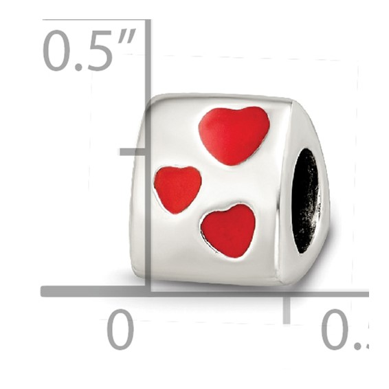 Sterling Silver Reflections Red Enameled Love You Bead