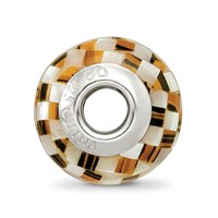 Sterling Silver Reflections Tiger's Eye and White Mop Mosaic Bead view 2