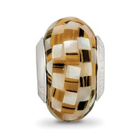 Sterling Silver Reflections Tiger's Eye and White Mop Mosaic Bead view 3
