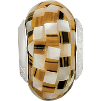 Sterling Silver Reflections Tiger's Eye and White Mop Mosaic Bead view 4