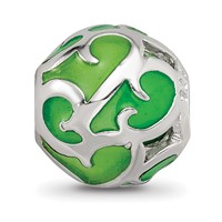 Sterling Silver Reflections Green Filigree Enameled Bead view 3