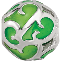 Sterling Silver Reflections Green Filigree Enameled Bead view 4