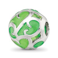 Sterling Silver Reflections Green Filigree Enameled Bead view 1