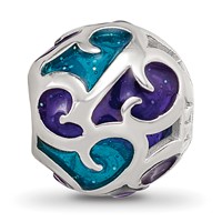 Sterling Silver Reflections Purple Blue Filigree Enameled Bead view 3