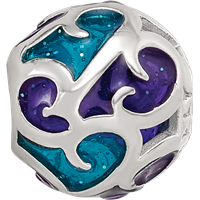 Sterling Silver Reflections Purple Blue Filigree Enameled Bead view 4