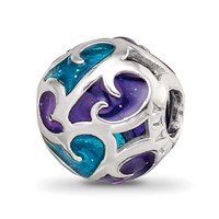 Sterling Silver Reflections Purple Blue Filigree Enameled Bead view 1