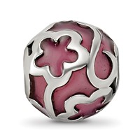 Sterling Silver Reflections Purple Floral Enameled Bead view 3