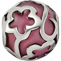 Sterling Silver Reflections Purple Floral Enameled Bead view 4