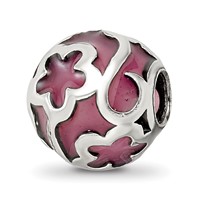 Sterling Silver Reflections Purple Floral Enameled Bead view 1
