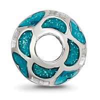 Sterling Silver Reflections Blue Green Heart Enameled Bead view 2