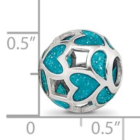 Sterling Silver Reflections Blue Green Heart Enameled Bead view 4