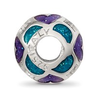 Sterling Silver Reflections Blue Purple Heart Enameled Bead view 2
